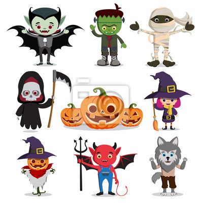 Naklejka Smileys demon emoji vector set. Smiley emojis halloween red ...