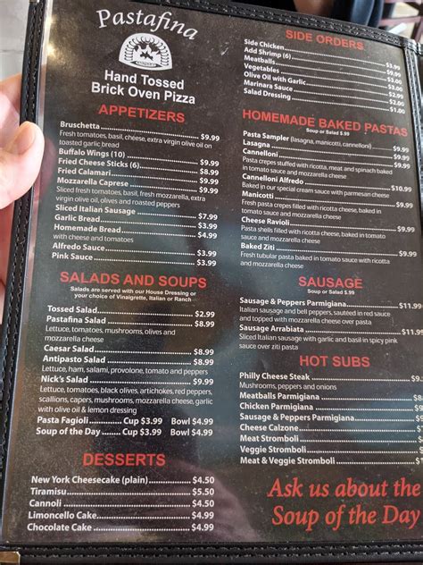 Menu at Pastafina Mineral Wells pizzeria, Mineral Wells, 201 N Oak Ave
