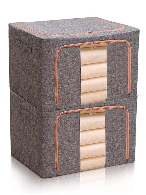 House of Quirk Large Capacity Clothing Storage Box with Steel Frame ...