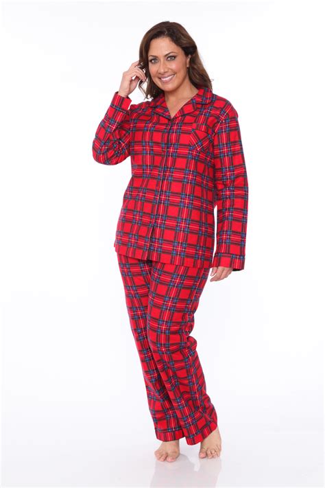 White Mark Women's Plus Flannel Pajama Set