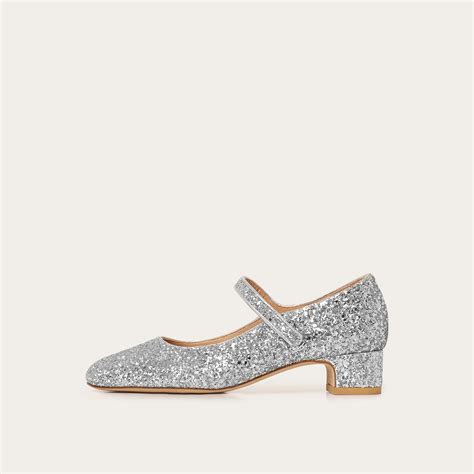 Silver Glitter Shoes Low Heel at Lauren Brennan blog
