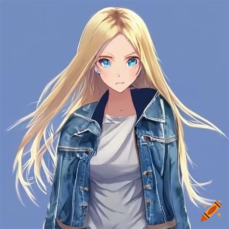 Female anime character, long blonde hair, blue eyes, arrogant, jeans ...