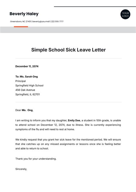 Sick Leave Letter Format This Item Is Unavailable Etsy