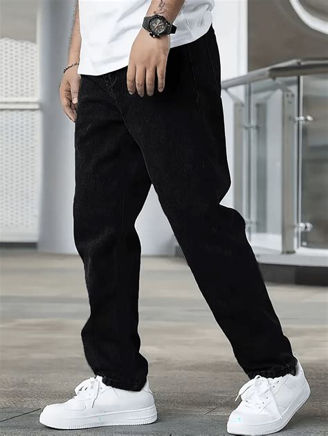 Vaqueros de corte ajustado lisos para hombres, pantalones casuales de ...