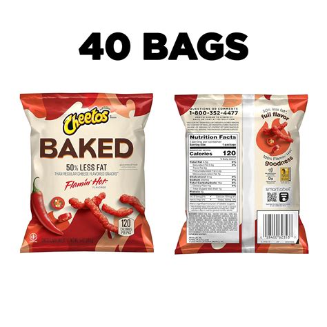 Buy Frito Lay Baked Cheetos Crunchy Flamin' Hot, 0.87 Ounce (Pack of 40 ...