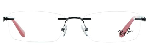 Ray-Ban RB 6303-I 2509 Medium Black/Red Premium Rimless Eyeglasses for ...