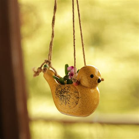Ceramic Bird Hanging Planter [Handcrafted] Online in India – ExclusiveLane