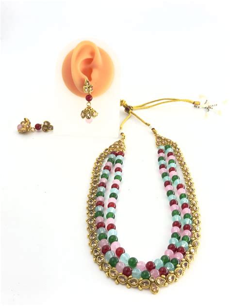 Multicolour gold plated jewellery set – Astikya