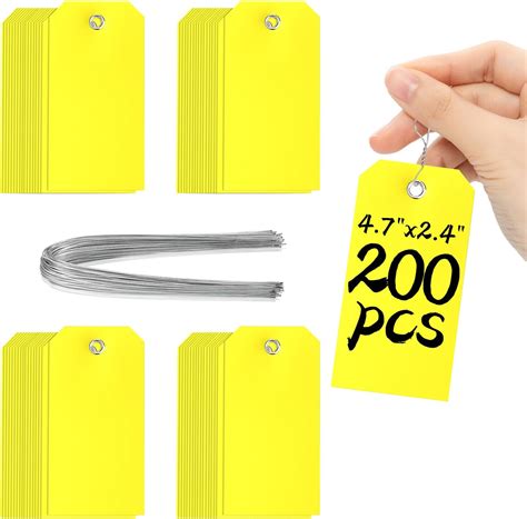 Amazon.com : 1000 Pieces 4 3/4" x 2 3/8" Plastic Shipping Tags Yellow ...