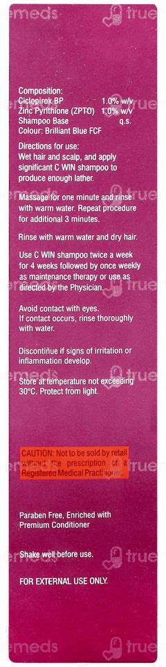 C Win Shampoo 100 Ml - Uses, Side Effects, Dosage, Price | Truemeds