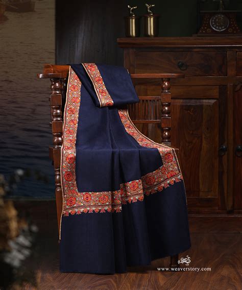 Handwoven Blue Hand Paper Mache Pashmina Shawl – WeaverStory