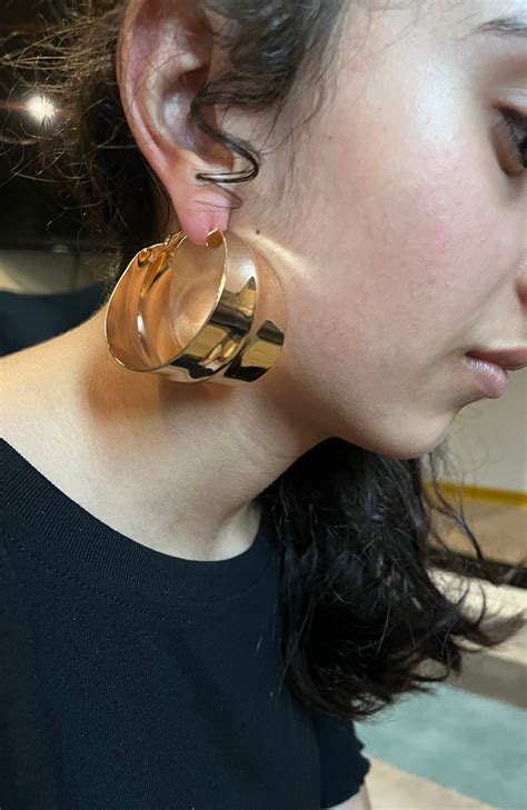 Large Gold Hoop Earrings , Huge Gold Hoops ,fat Big Gold Hoop Earrings ...