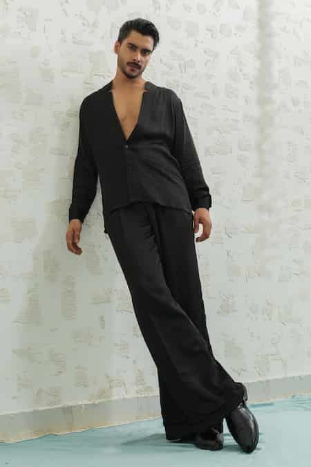 Buy Black German Jacket And Pant Set For Men by Runit Gupta Online at ...