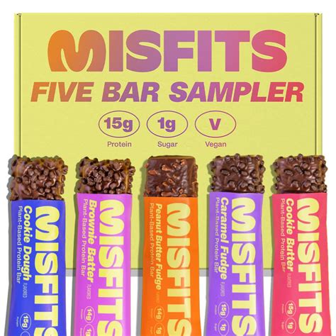 Amazon.com : Misfits Protein Bar Variety Pack | Nutrition Bars - 14-15g ...