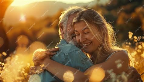 A man and woman hugging each other in the sun | Premium AI-generated image