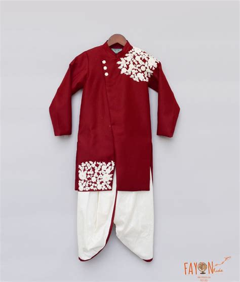 Maroon Embroidery Achkan with Dhoti for Boys – FayonKids