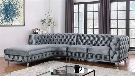 Grey Crushed Velvet Sectional at Adam Balsillie blog