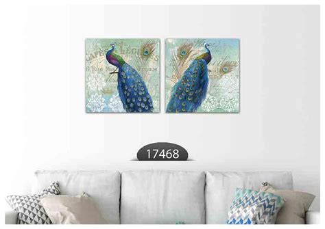 Peacock Blue Art, Set Of 2 – Myindianthings