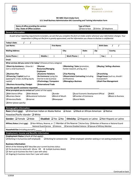 2018-2026 REI WBC Client Intake Form - Blank Fillable Template | Fill ...