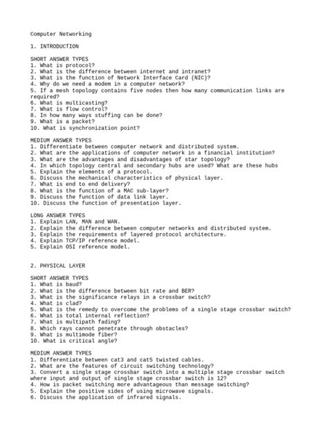 Image result for Computer Networking Questions