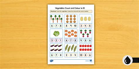 Vegetables Count and Colour to 10 Activity Sheet