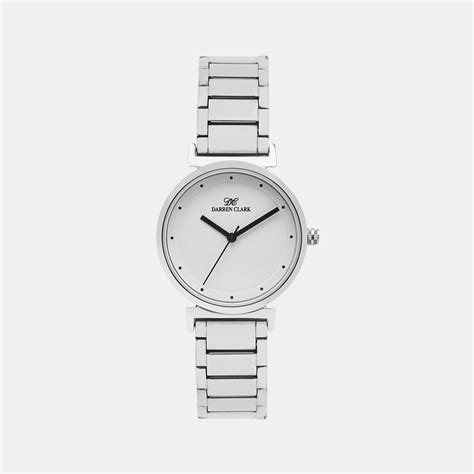 Darren Clark women's Analog Round Dial Quartz Silver Stainless Steel ...