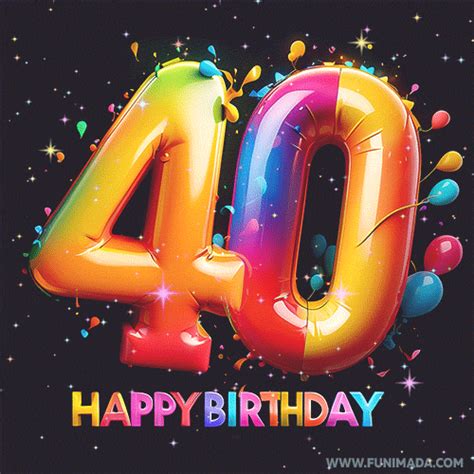 40th Anniversary Birthday GIF with Balloons - Download on Funimada.com