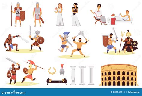 Set of Cultural HistorIcal Symbols of Ancient Rome a Vector ...