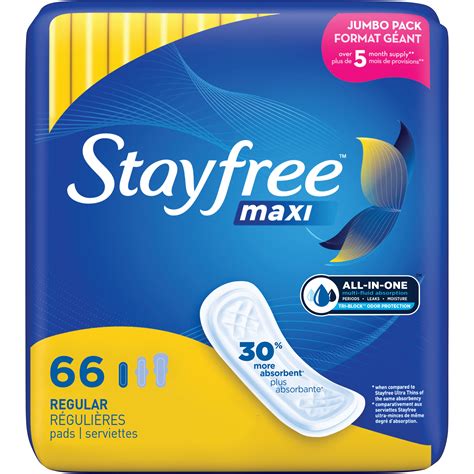 Stayfree Maxi Pads (without Wings), Scented, Regular, 66 ct HSA/FSA ...