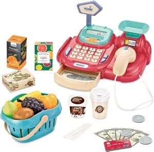 HALO NATION 25 PCS Cash Register Till Pretend Play Supermarket Toy Set ...