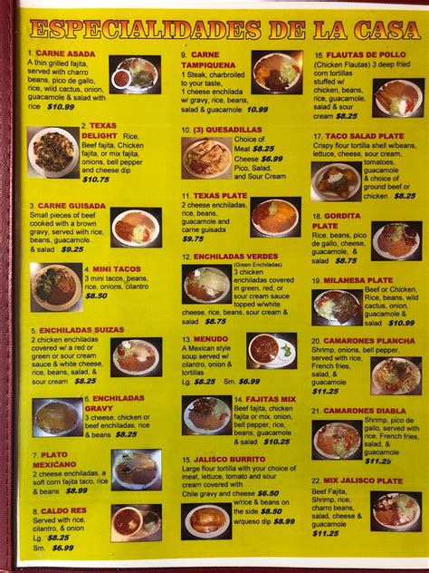 Menu at Taqueria Jesus Maria restaurant, Brownfield, 907 Lubbock Rd