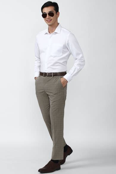 Buy Men Grey Check Formal Trousers Online - 741460 | Peter England