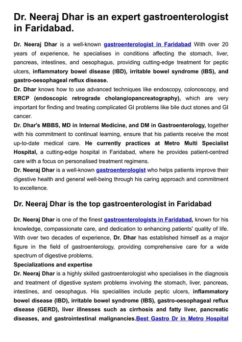 PPT - Top Gastroenterologist in Faridabad Dr. Neeraj Dhar PowerPoint Presentation - ID:14137345