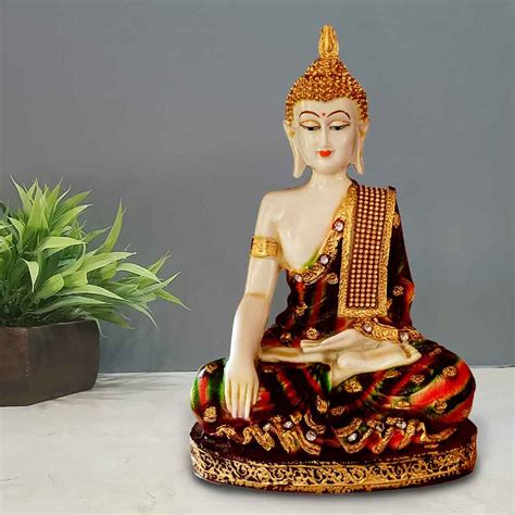 Buy Now: Small Resin Green Sitting Buddha Showpiece & Premium TV Unit ...
