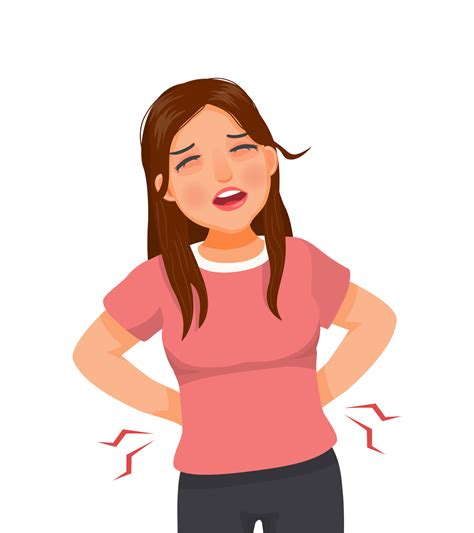 beautiful young woman suffering from lower back pain 12804835 Vector Art at Vecteezy