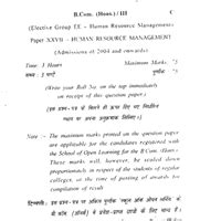 Human Resource Management - Question Paper , HR, Commerce - B Com PDF ...