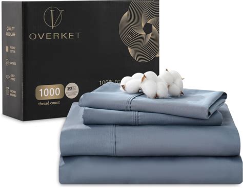 Amazon.com: Overket 100% Egyptian Cotton Sheets King Size 1000 Thread ...
