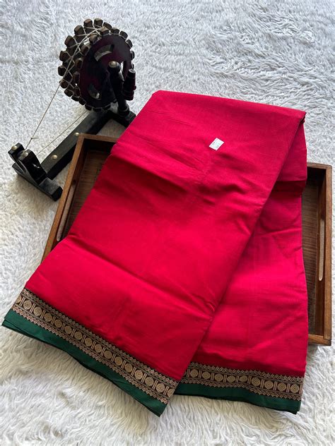 Narayanpet Cotton Saree Ruby Pink Color Complemented with a Thread ...