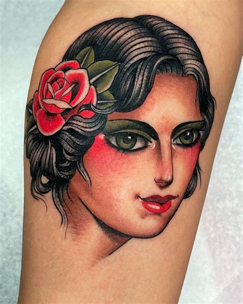 Traditional Woman Portrait Tattoo