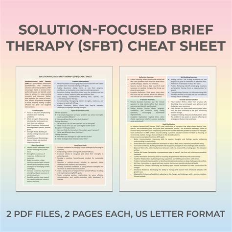 SFBT Cheat Sheet, Solution-focused Brief Therapy Cheat Sheet, Printable ...