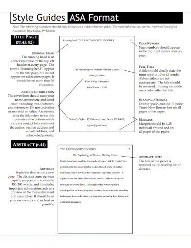 Image result for Example of Asa Style Paper