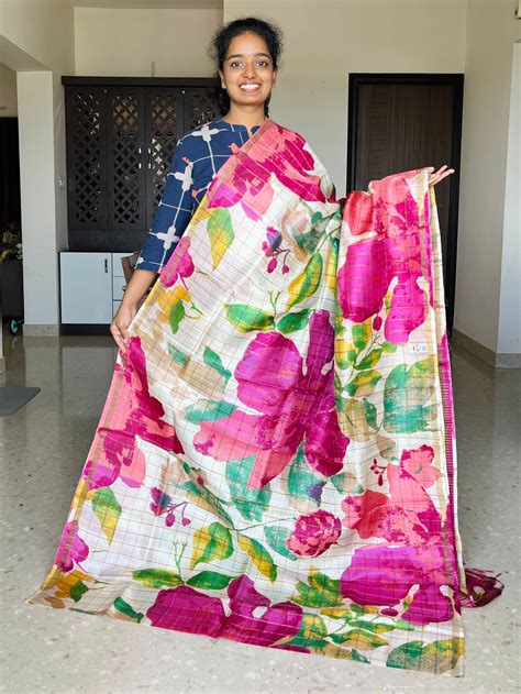Buy Tussar Silk Sarees | Hand Block Printed Sarees | Hand Made Sarees ...