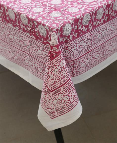 Buy Hand Blocked Gaandhar Ke Gulabi Kamal Table Cover At Best Prices