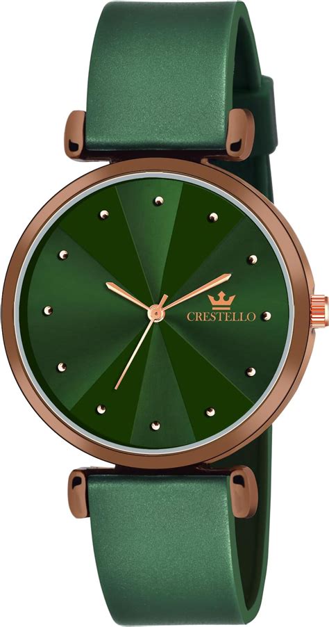 Buy CRESTELLO Green Silicone Strap Analog Wrist Watch for Women (Green ...