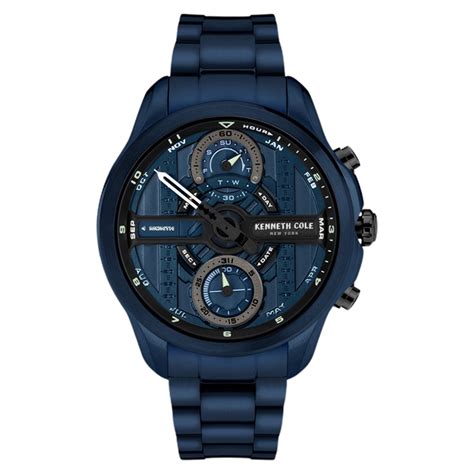 Kenneth Cole Men's Analog Blue Dial & Leather Strap Watch