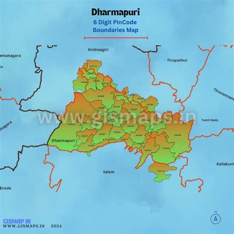 Dharmapuri PincodeBoundaries Map (Tamilnadu)