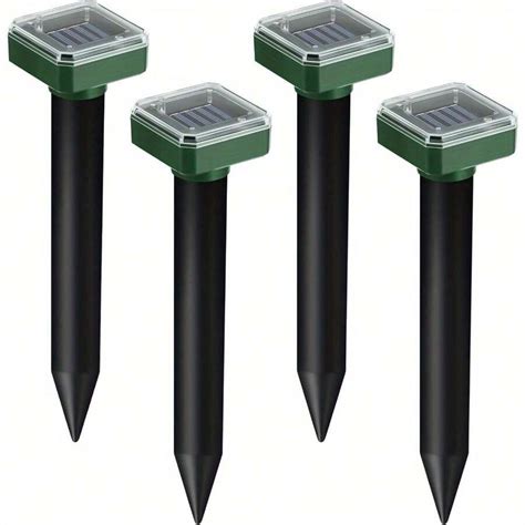 4 Pack Solar - Powered Ultrasonic Repellent Spikes For Mole, Gopher ...