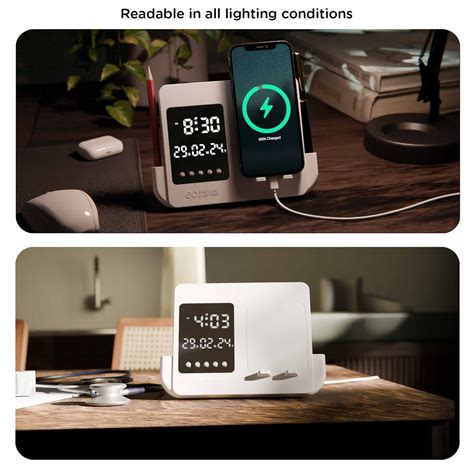 Clockwise - Digital Alarm Clock with Pen Stand & Phone Holder ...