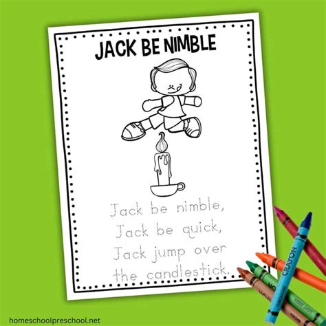 Free Printable Jack Be Nimble Activities for Preschool