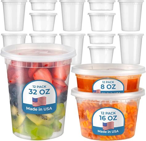 Fit Meal Prep Food Storage Containers with Lids, Round Plastic Deli ...